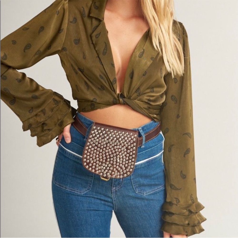 Show Me Your Mumu Tied Crop Top S